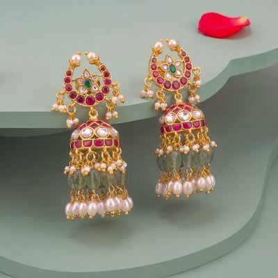 Chand Studded Jadau Kundan Jhumka Earrings