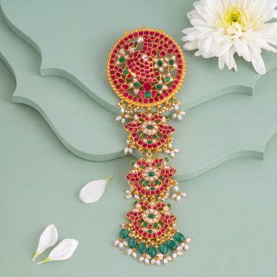 Traditional Jadau Kundan Hairpin With Ruby Stones