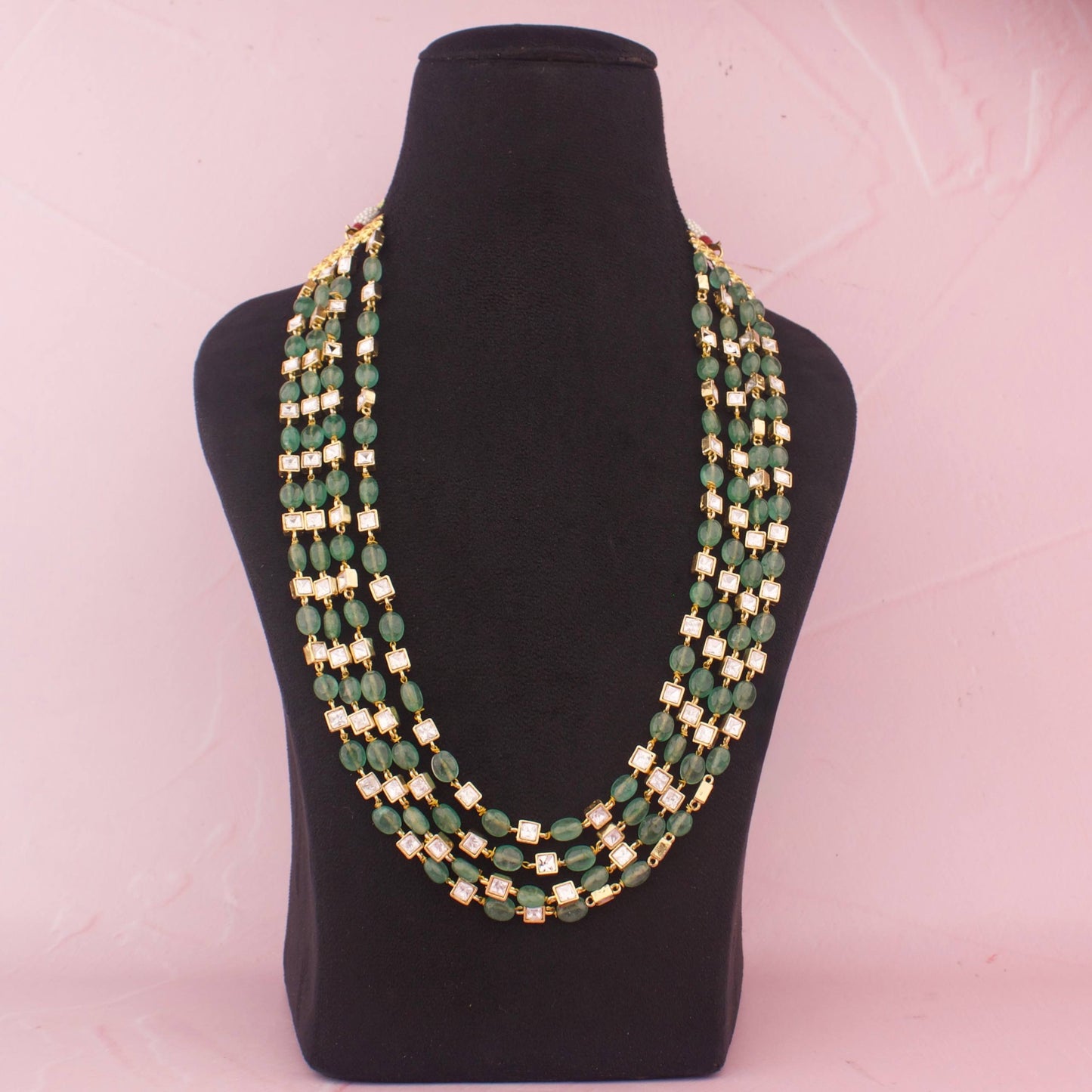 Bridal Polki Multi Layered Beads Mala