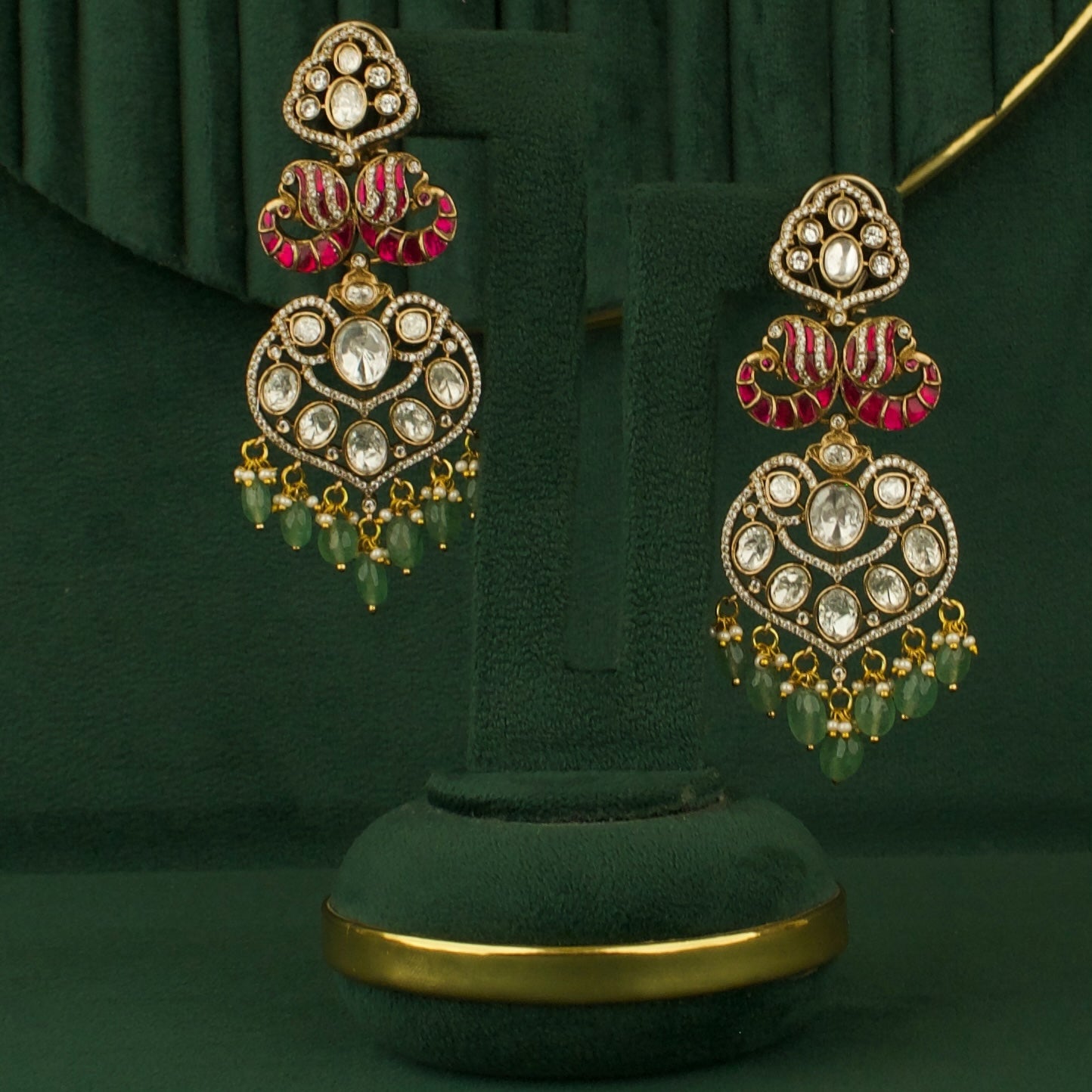 Opulent Design Fusion Kundan & Polki Victorian Hanging Earrings
