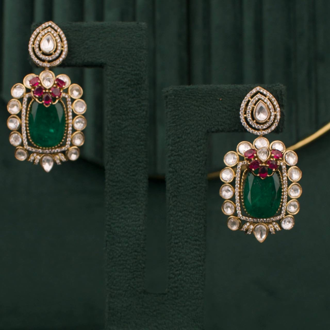 Bridal Victorian Moissanite Polki Choker Set With Matching Earrings