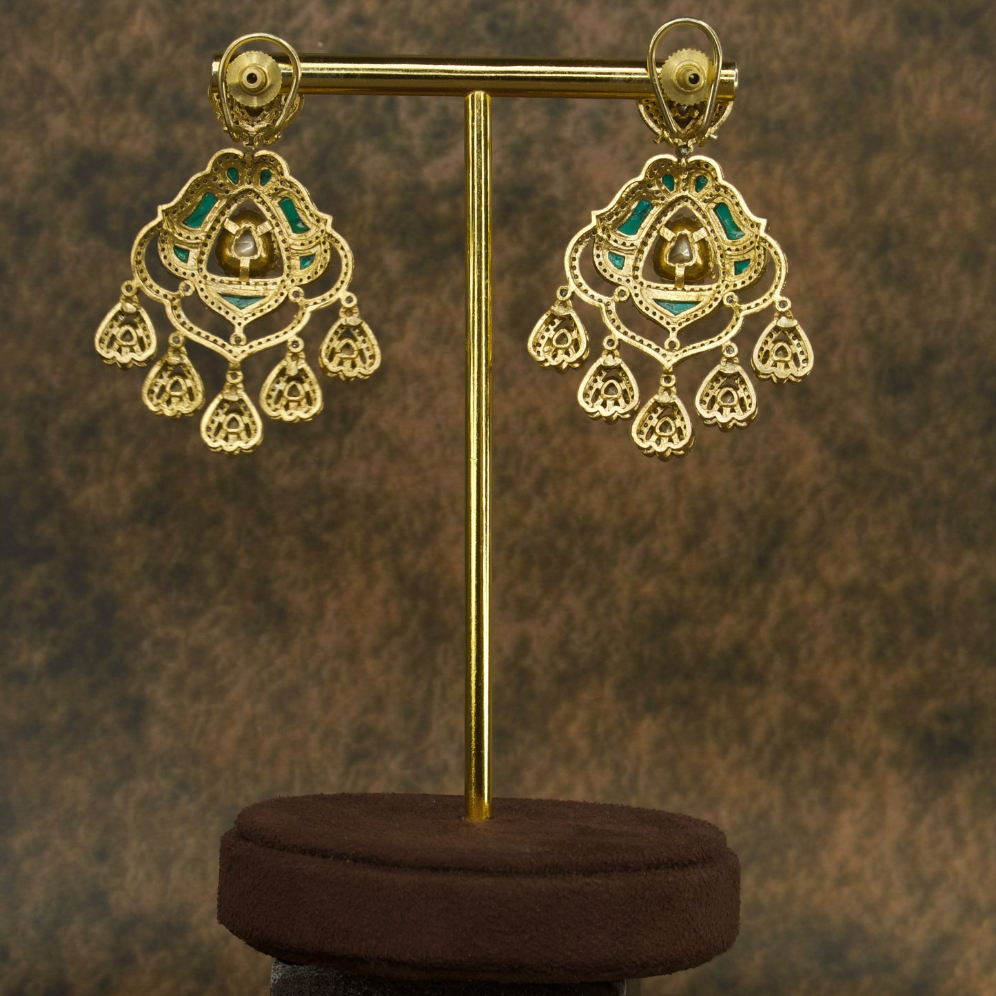 Regal Victorian Polki Chandbali Earrings in Vibrant Hues with high quality victorian finish