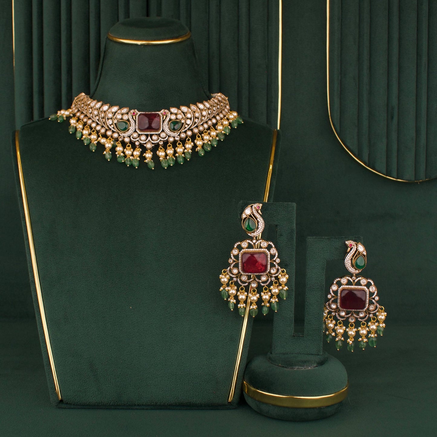 Gold Inspired Victorian Polki - Designer Necklace Sets