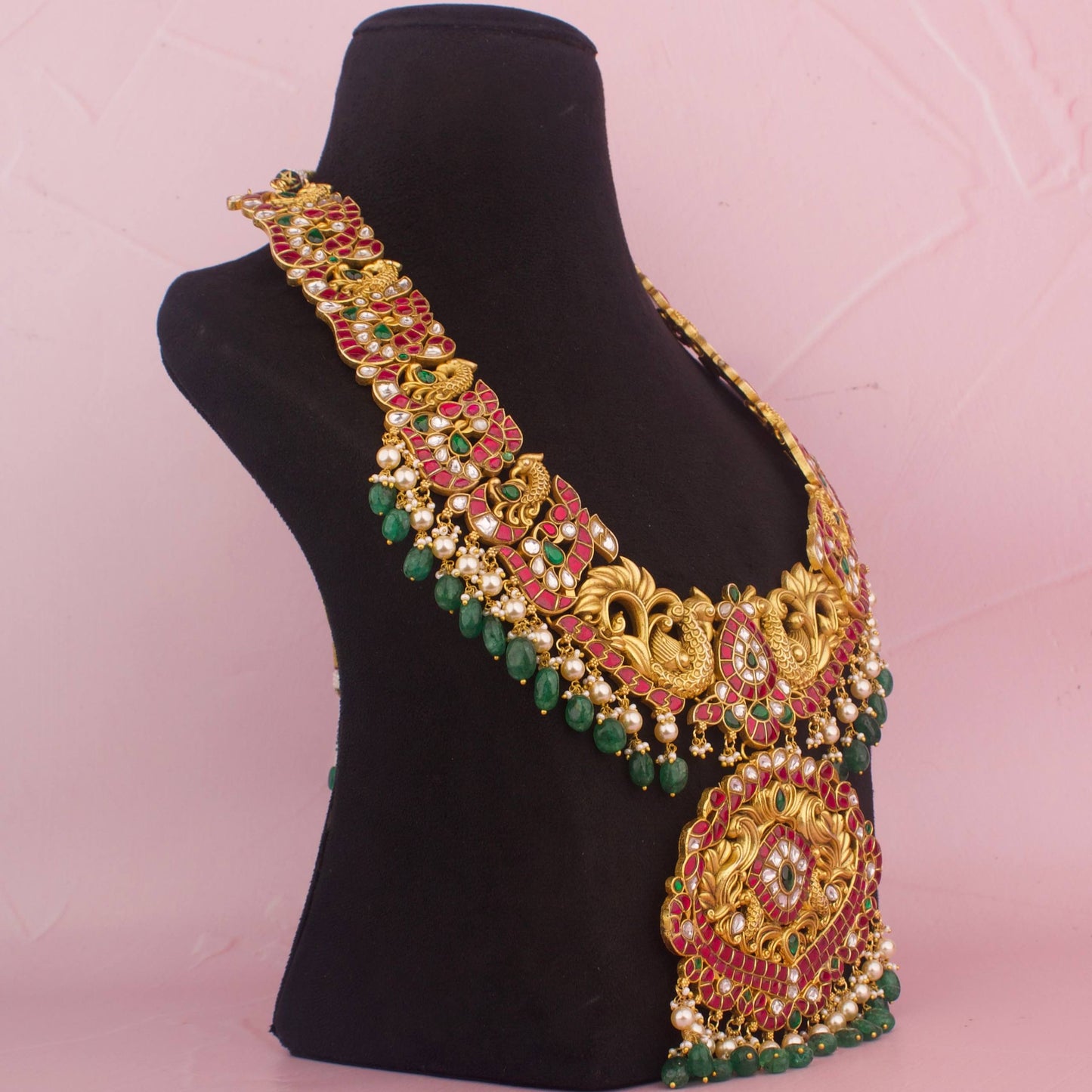 Bridal Jadau Kundan Antique Gold Long Haram