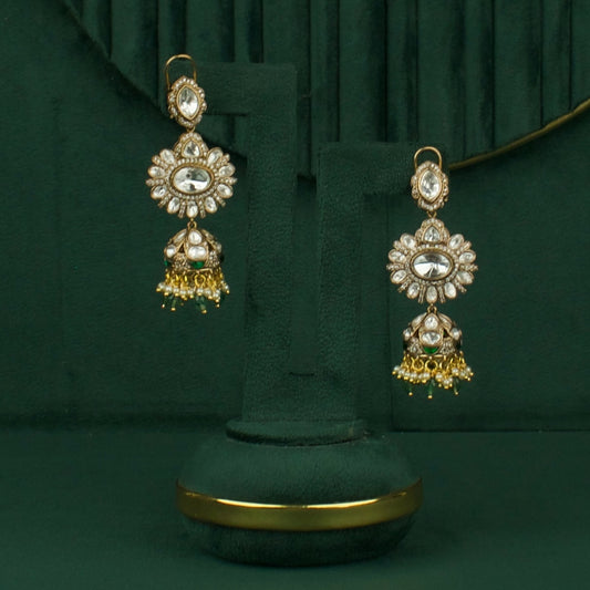 Handcrafted detail view of Opulent Polki Kundan Hanging Earrings jewelry piece