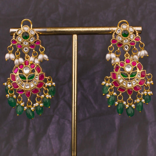 Traditional Jadau Kundan Chandbali Hangings Earrings