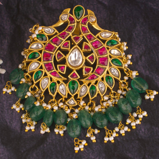 Elegant Multi Coloured Jadau kundan Locket - DULHAN JEWELS
