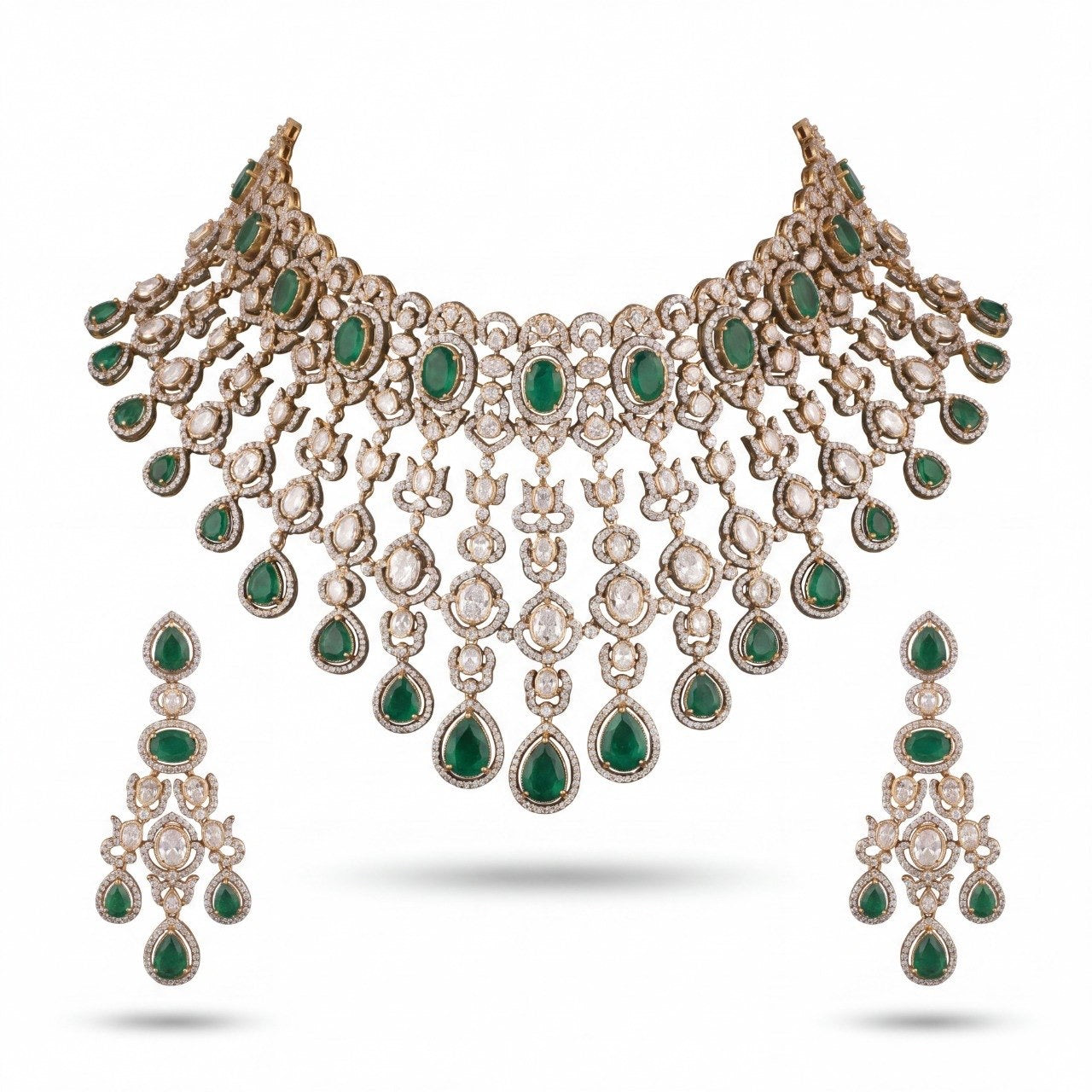 Luxury Royal Victorian Bridal Choker And Earring Set