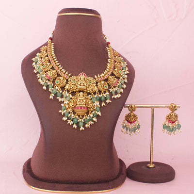 Divine Lakshmi Devi Nakshi Jadau Kundan Necklace Set