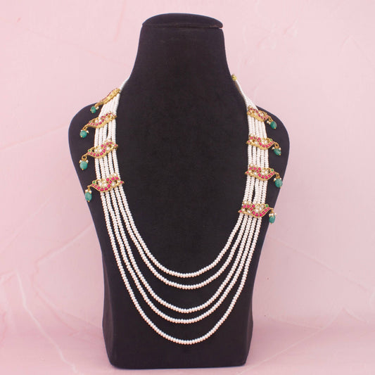 Stunning Pearl Mala With Jadau Kundan Side Lockets