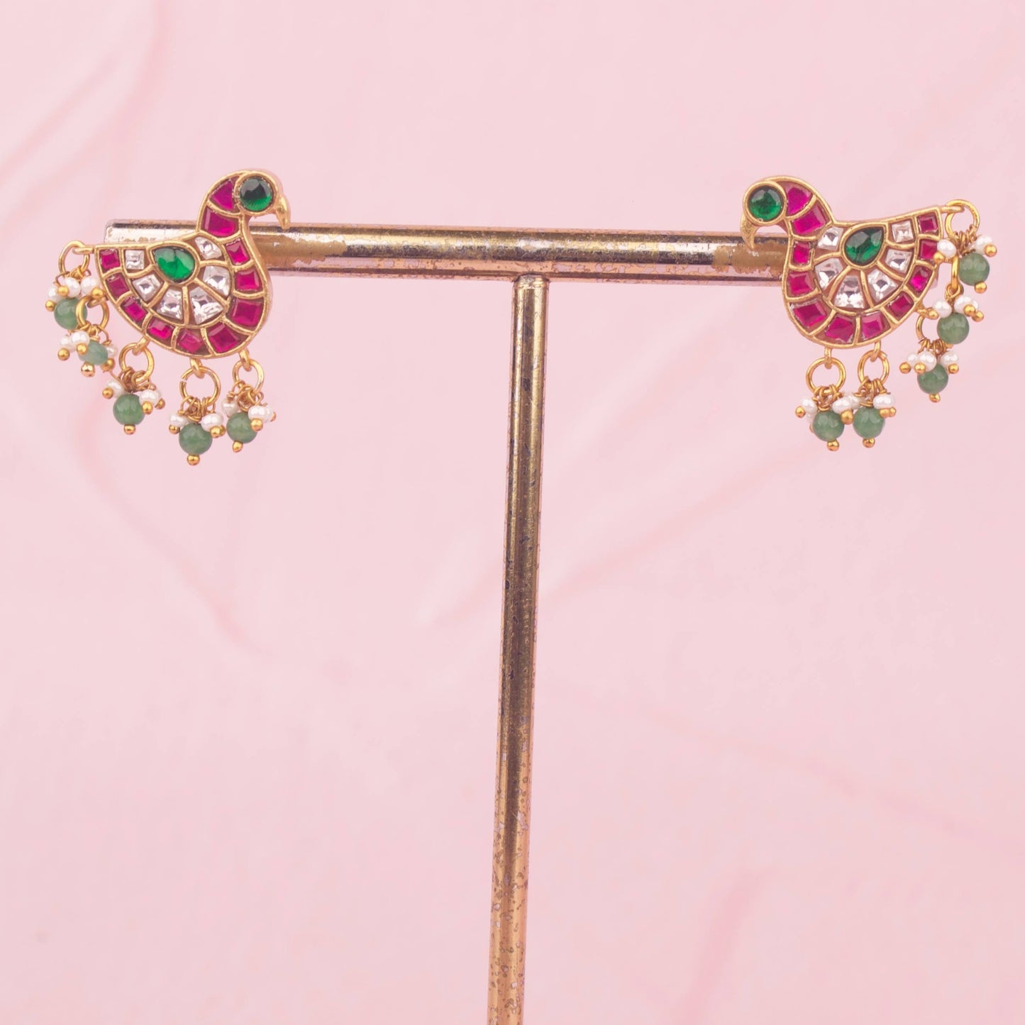Backing & Workmanship Detail of Unique Peacock Design Jadau Kundan Necklace Set With Earrings | Dulhan Jewels