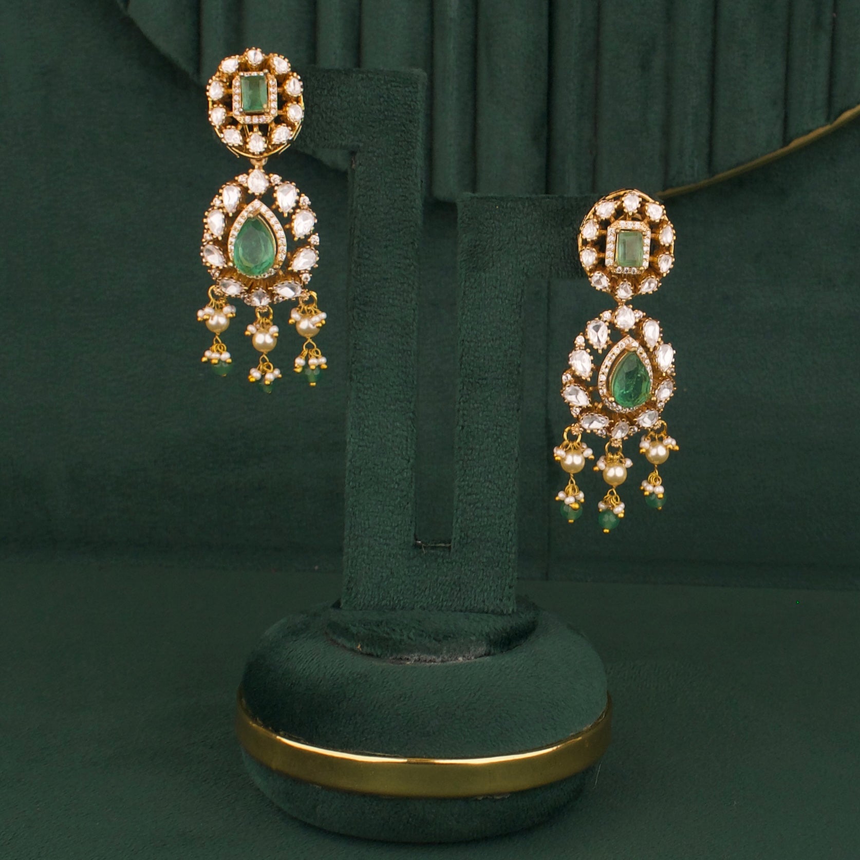 Captivating Moissaite Polki Choker With Earrings - DULHAN JEWELS