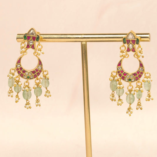 Fish Chandbali Earrings in Jadau Kundan