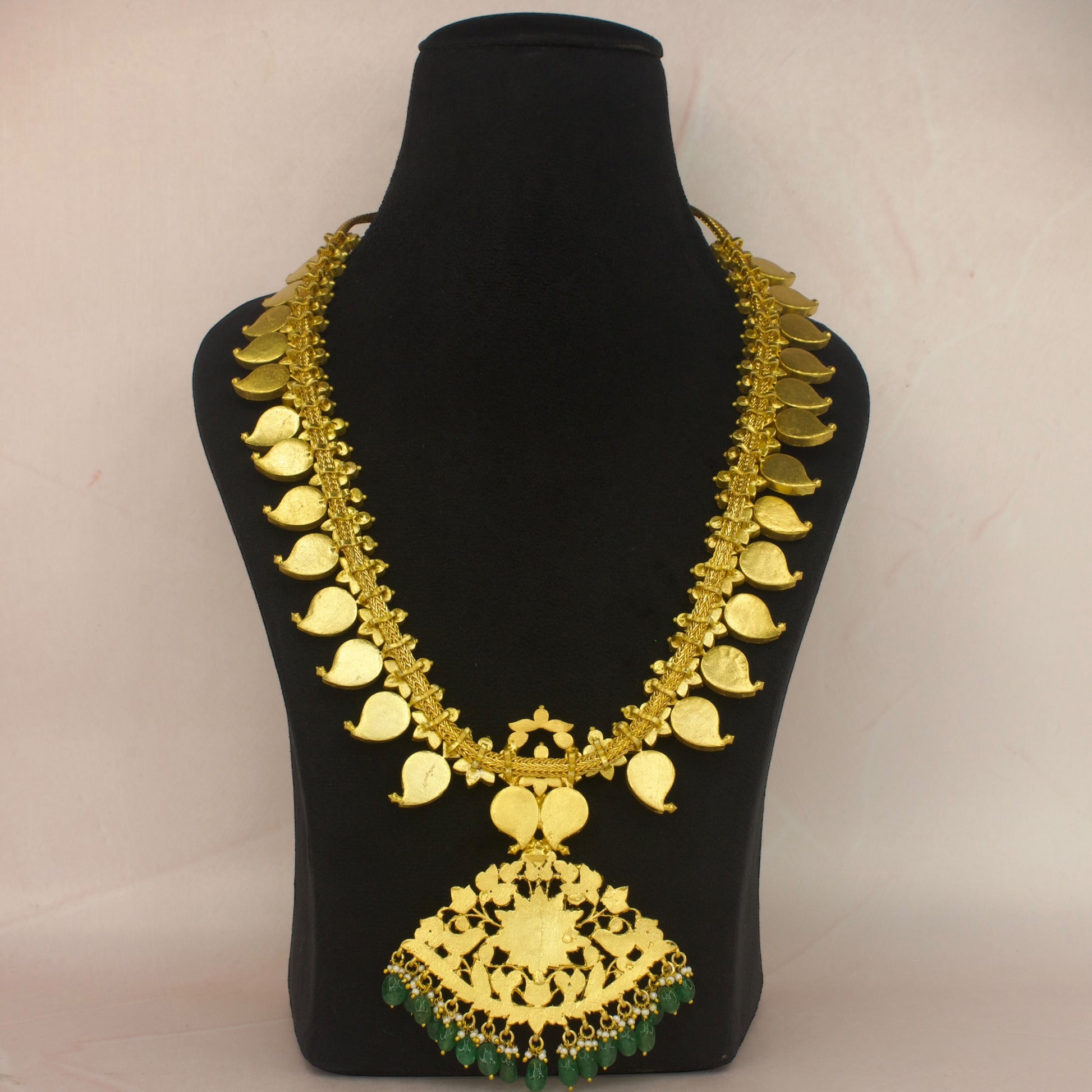 Luxurious 22K Gold Plated Jadau Kundan Mango Necklace with 22k gold plating