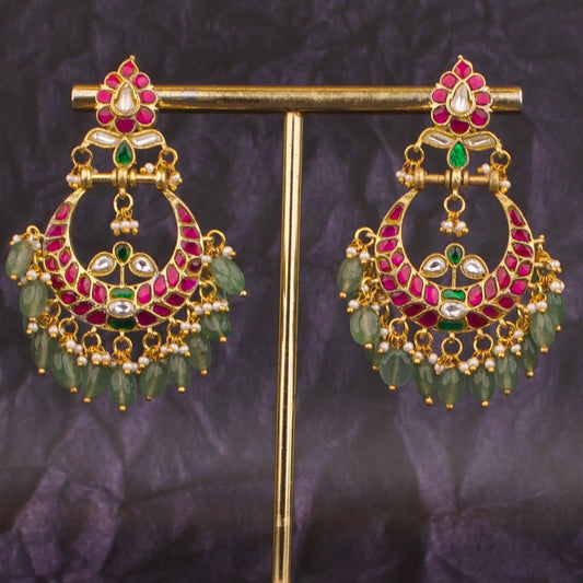 Spectacular Design Jadau Kundan Chand Bali Earrings Online