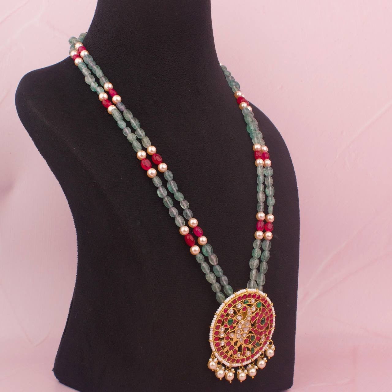 Unique Jadau Kundan Beads & Pearl Mala