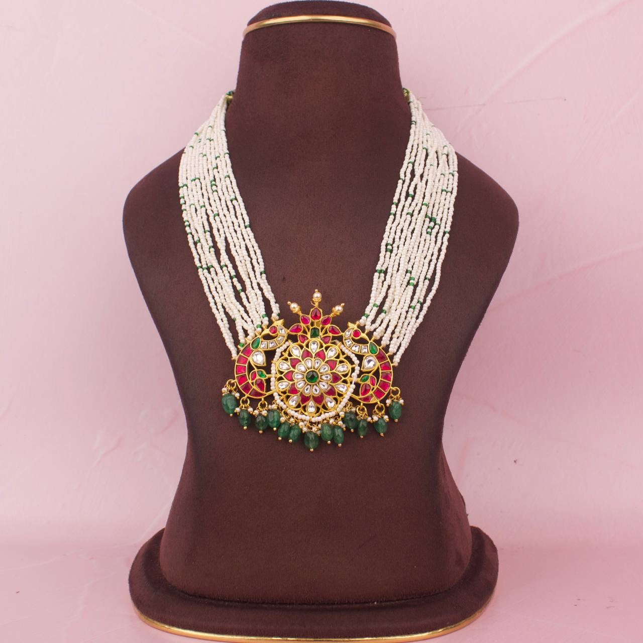 Gold Inspired Jadau Kundan Pearl Necklace