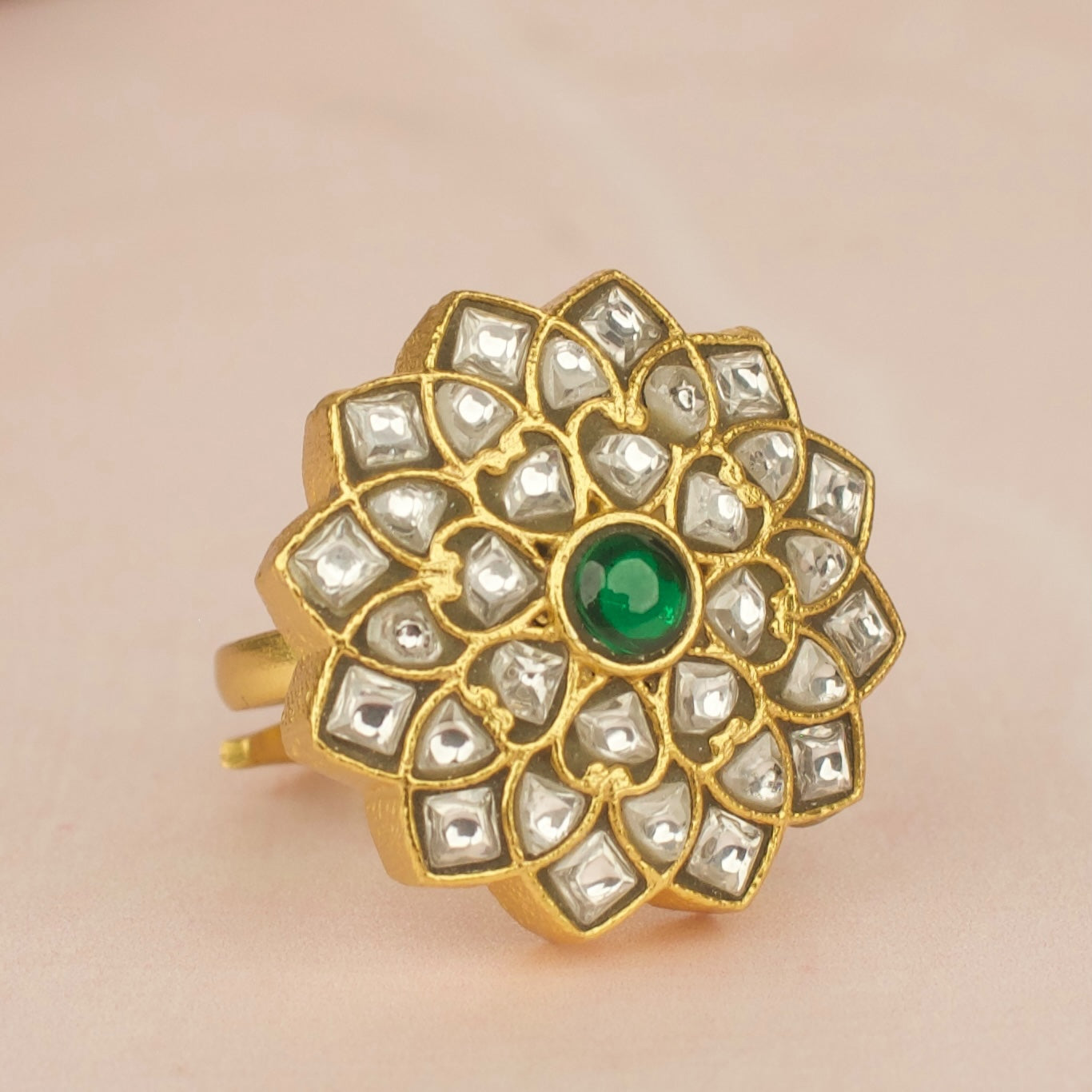 Gold Style Jadau Kundan Finger Ring