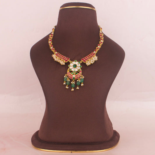 Authentic Gold Look Jadau Kundan Kanti Necklace