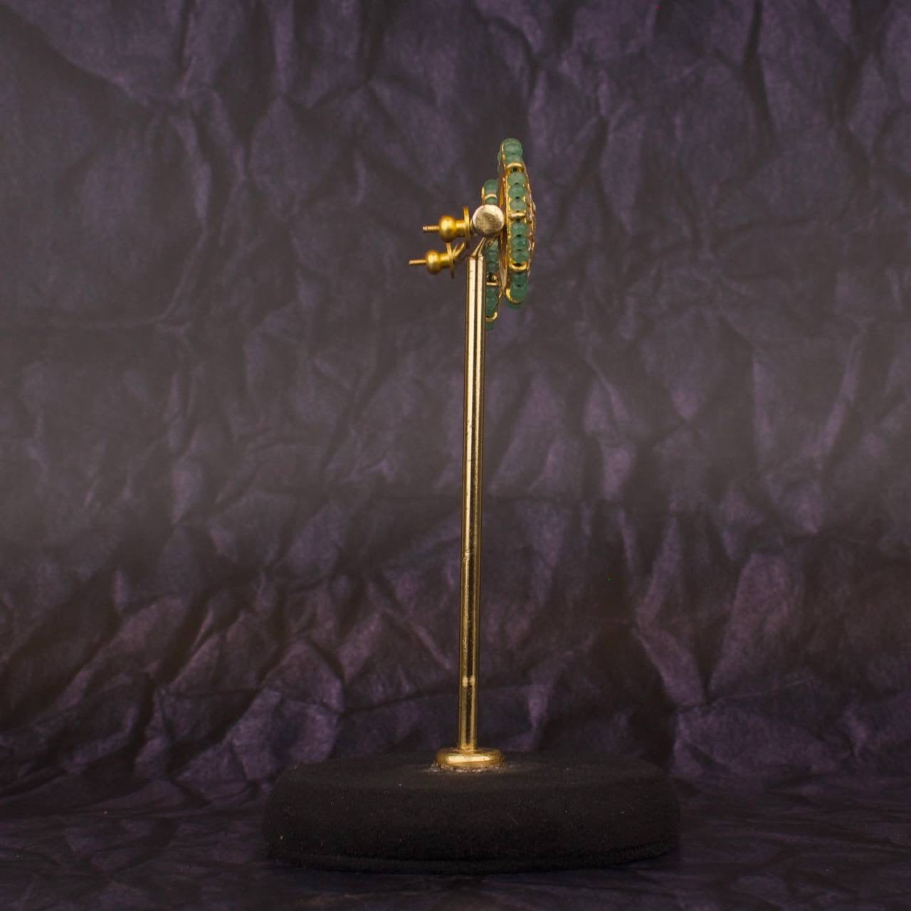 Circular Jadau Kundan Studs With Beads Bordering