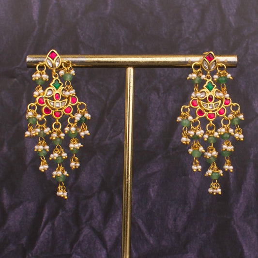 Sleek Jadau Kundan Hang Earrings