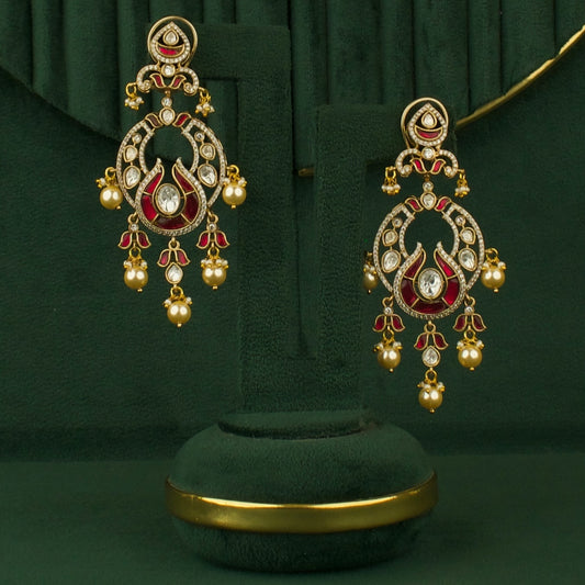 Glorious Design Fusion Kundan & Polki Victorian ChandBali Earrings