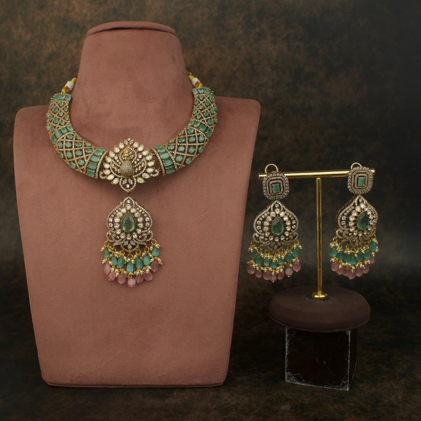 Majestic Fusion Victorian necklace Set with Gemstone Accents