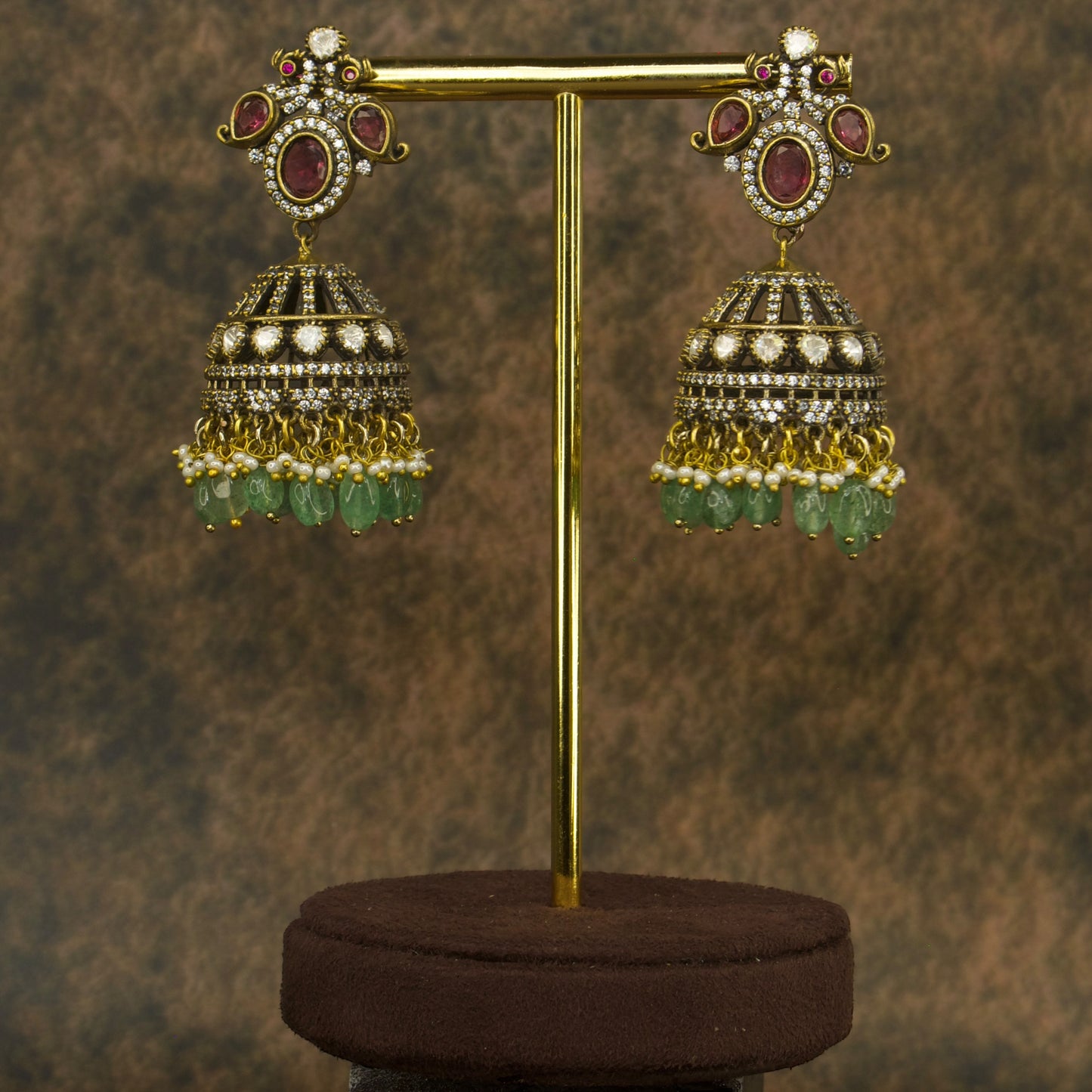 Victorian Elegance Peacock Jhumka Earrings with high quality victorian finish