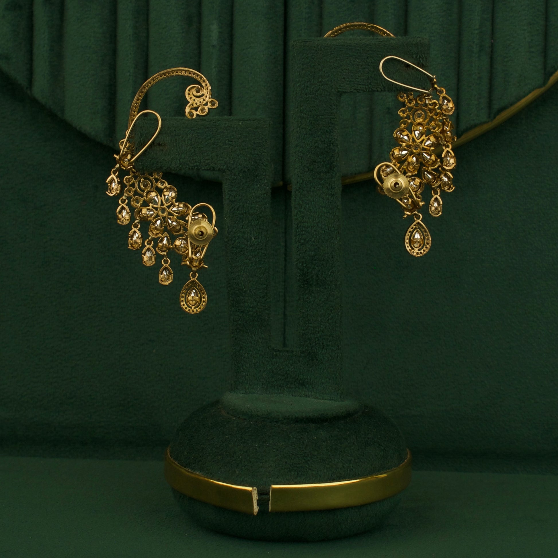 Refined Victorian Earcuff With peacock Floral Design