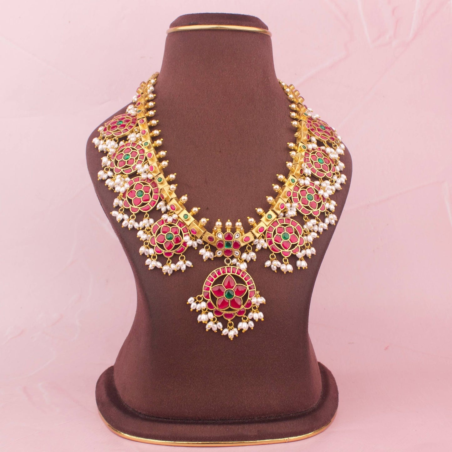 Jadau Kundan Bottumala Necklace With Guttapusalu Hangings - Premium Indian Ethnic Jewelry | Dulhan Jewels
