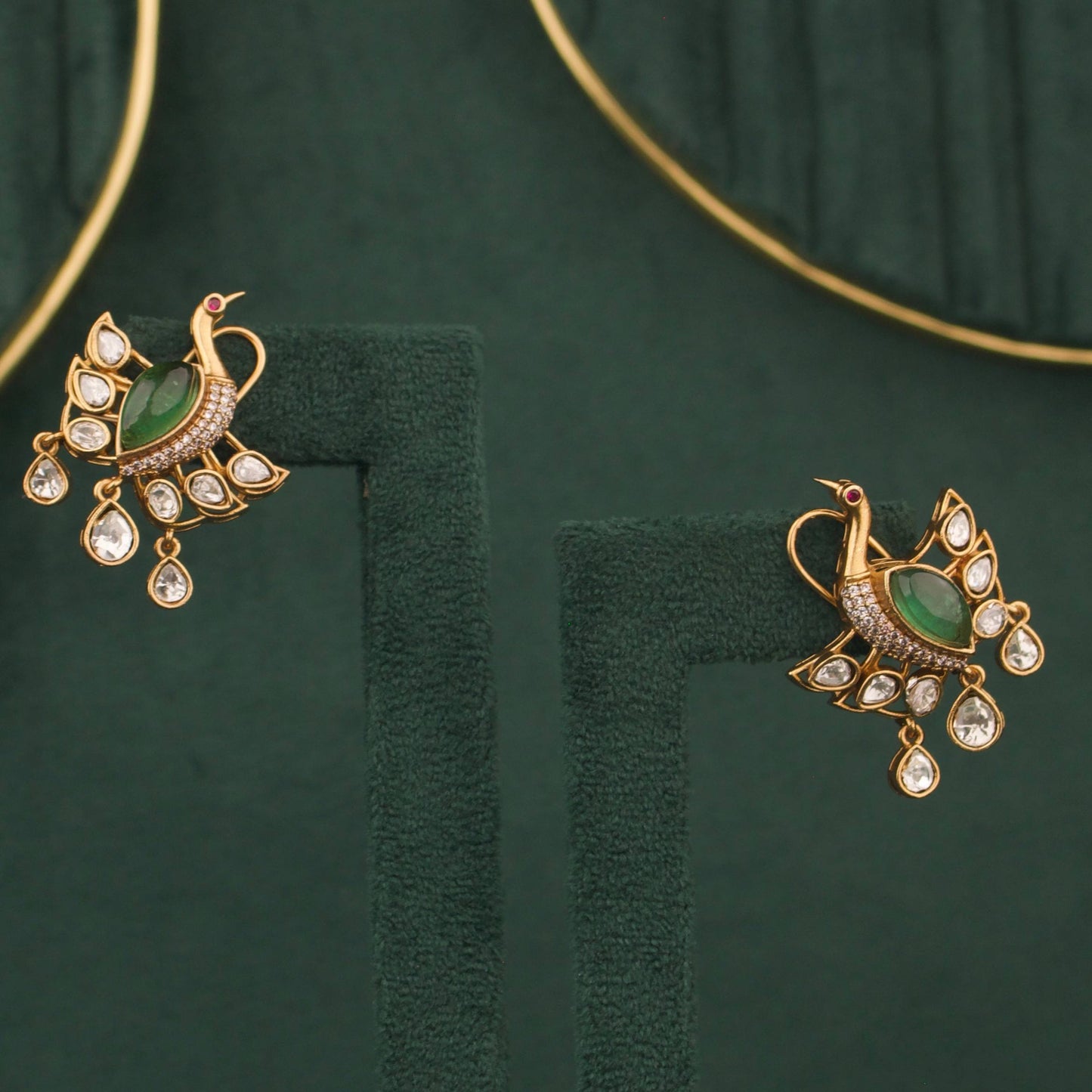 Royal Victorian Peacock Pendant And Earring Set