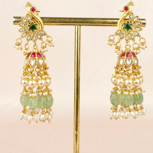 Exclusive Jadau Kundan Jhumka With Beautiful Pearl & Bead Hangings