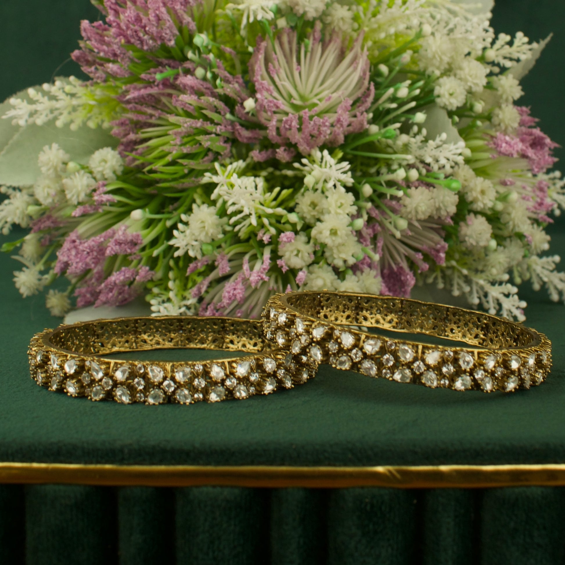Lavish Design Fusion Kundan & Polki Victorian Bangles by DULHAN JEWELS