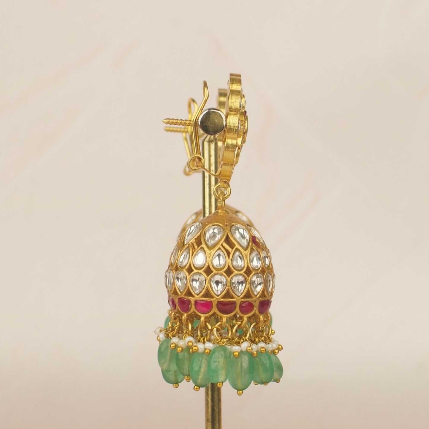 Gold Look Jadau Kundan Jhumki Earrings