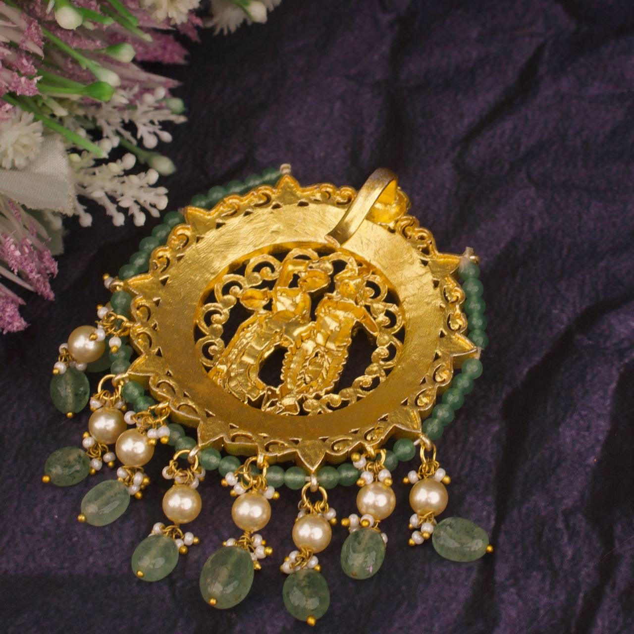 Divine Gold Style Radha Krishna Locket