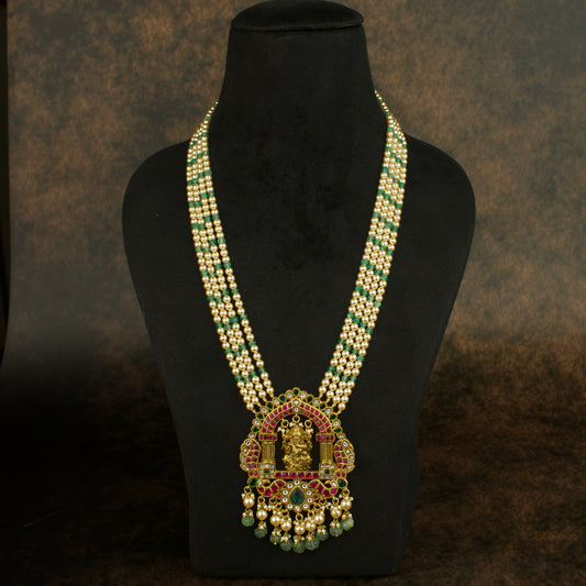 Divine Ganesh Jadau Kundan Necklace with Swarovski Pearls
