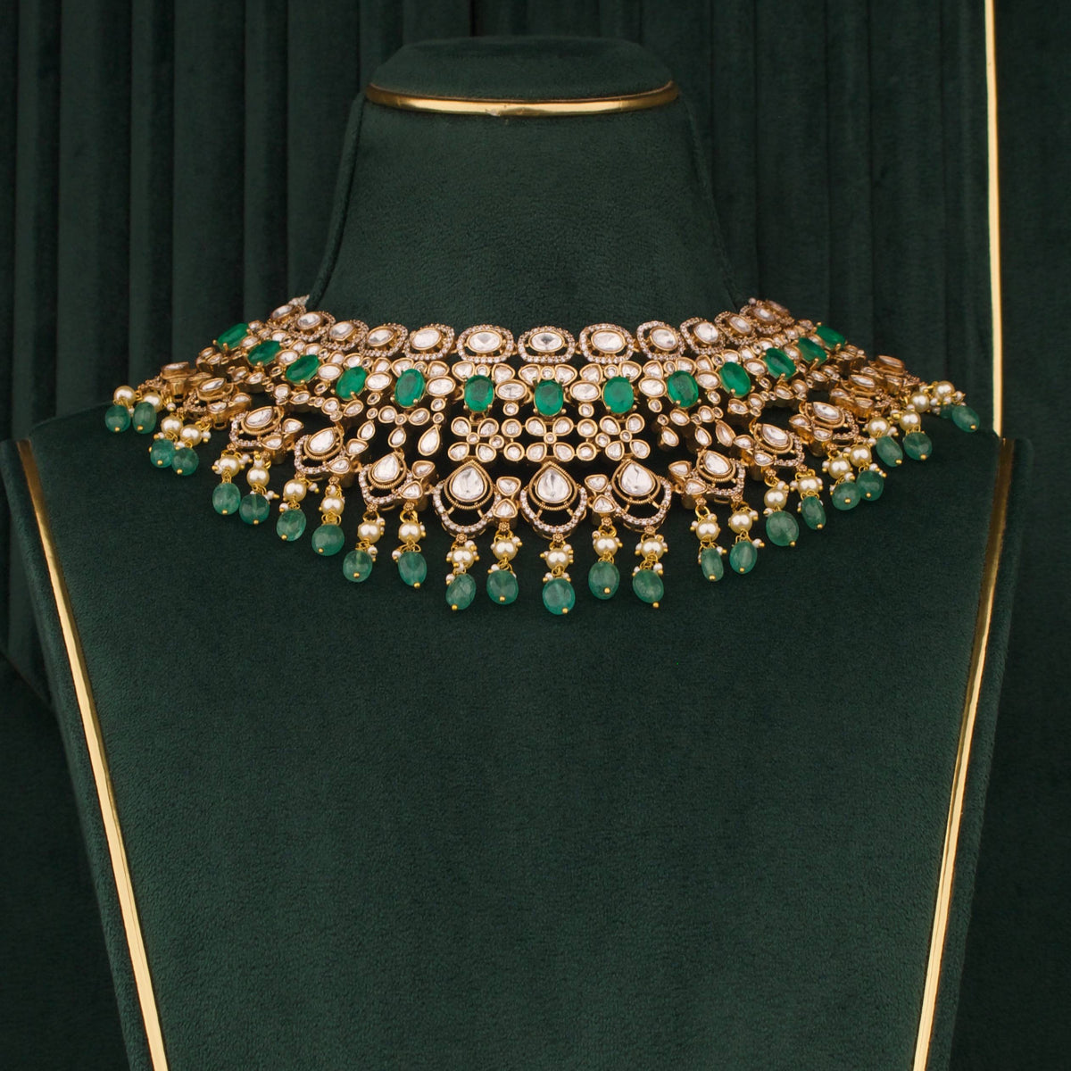 Radiant Bridal Victorian Choker With Earrings And Maang Tikka