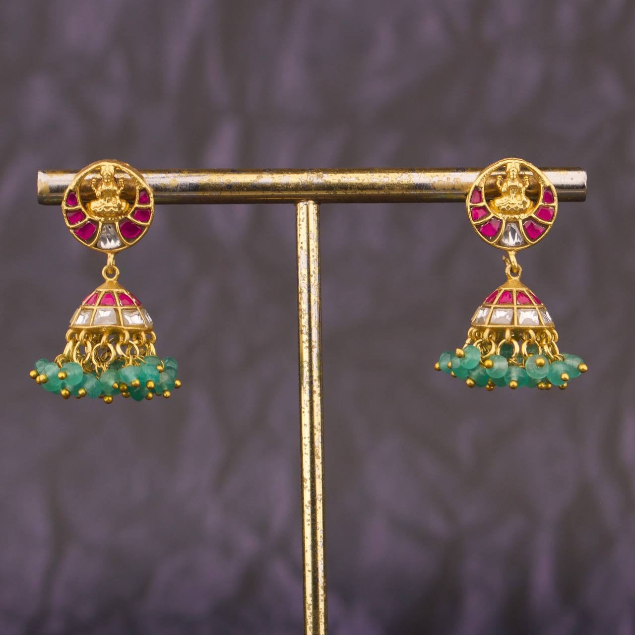 Ethnic Laxmi Devi Jadau Kundan Jhumki With Hangings