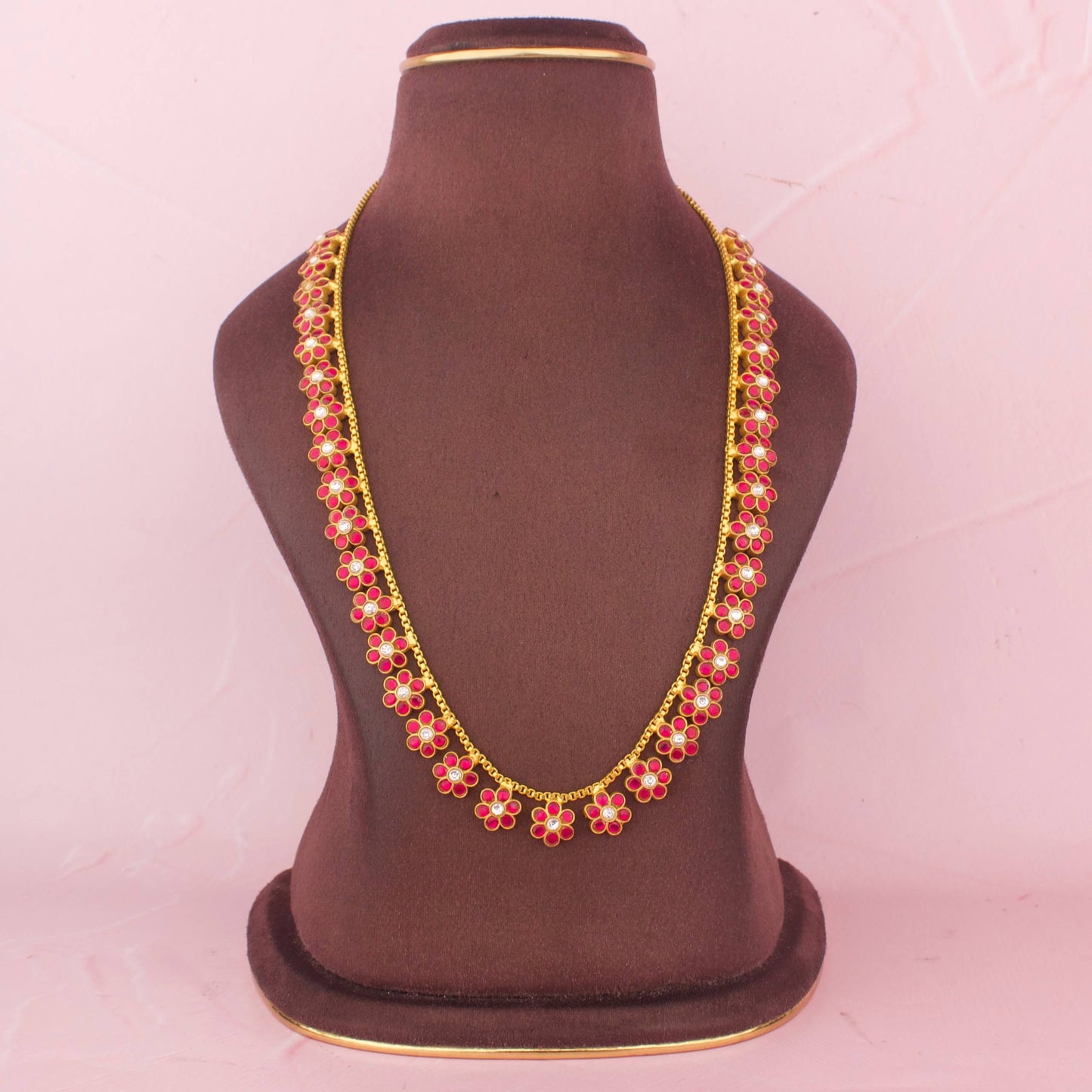 Delicate Gold Finish Jadau Kundan Floral Necklace