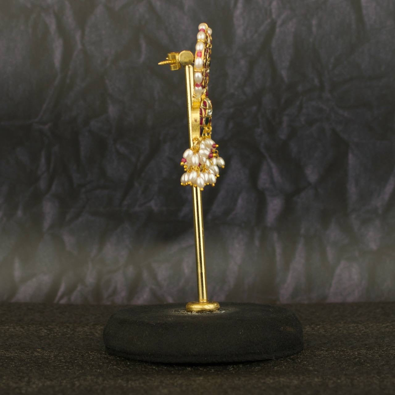 Jadau Kundan Pearl Bordering Hanging Earrings