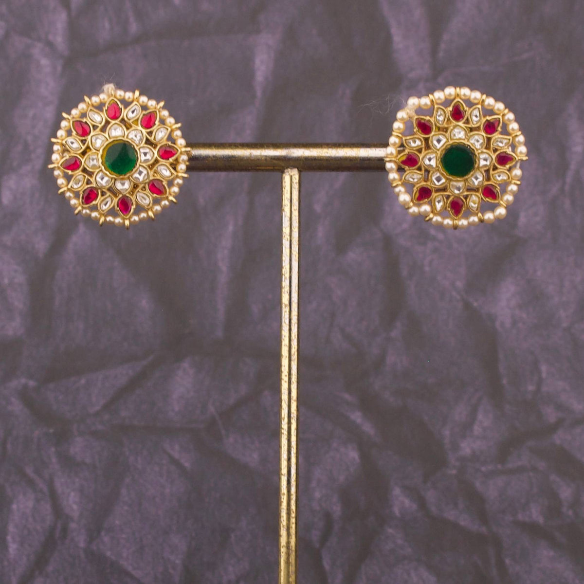 Circular Jadau Kundan Stud Earrings