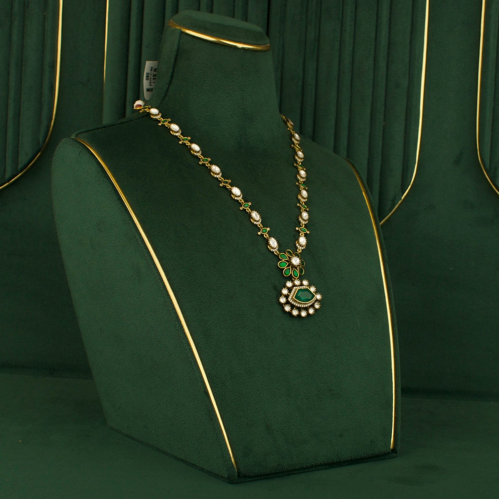 Majestic Victorian Finishing Shorts Necklace With Latest Flower Design Earrings by DULHAN JEWELS