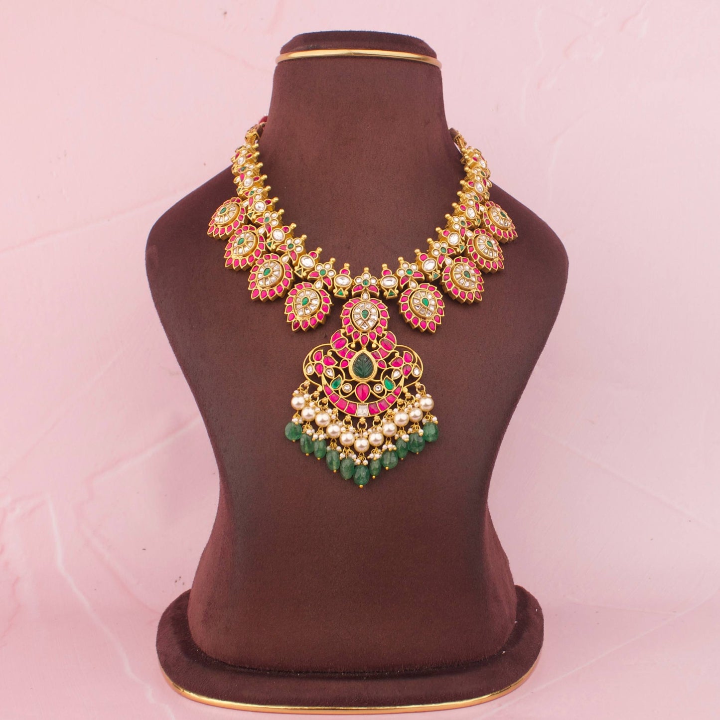 Classic Jadau Kundan Necklace With Designer Pendant