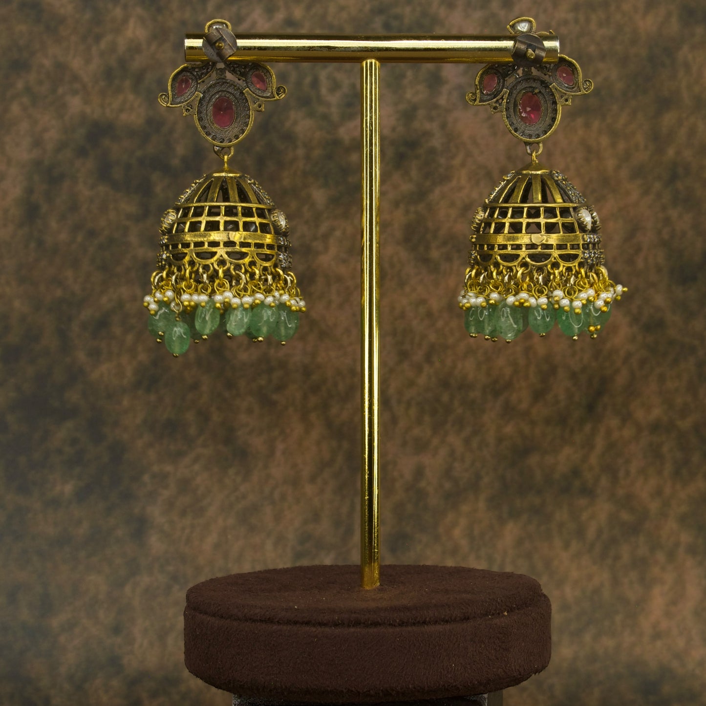 Victorian Elegance Peacock Jhumka Earrings with high quality victorian finish