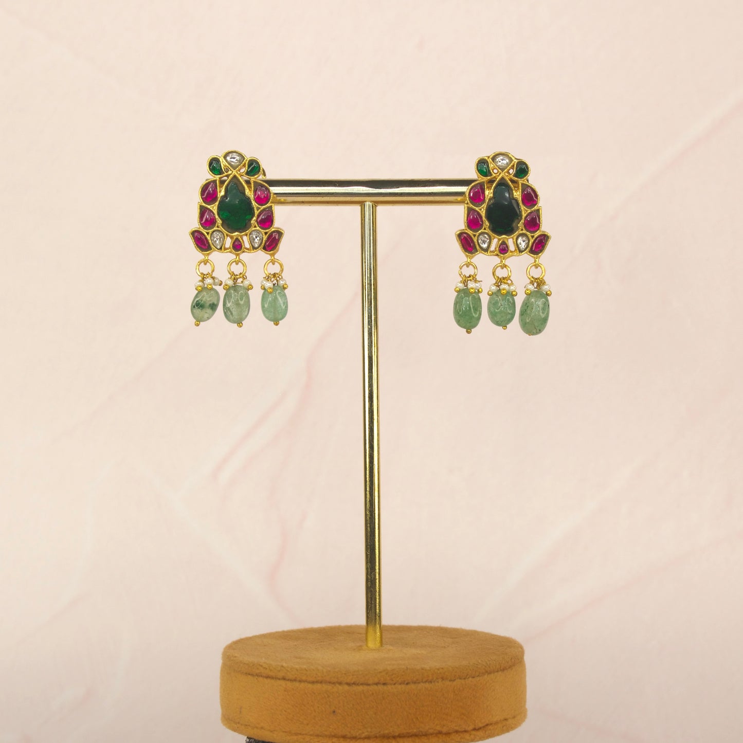 Leaf inspired Jadau Kundan Stud earrings