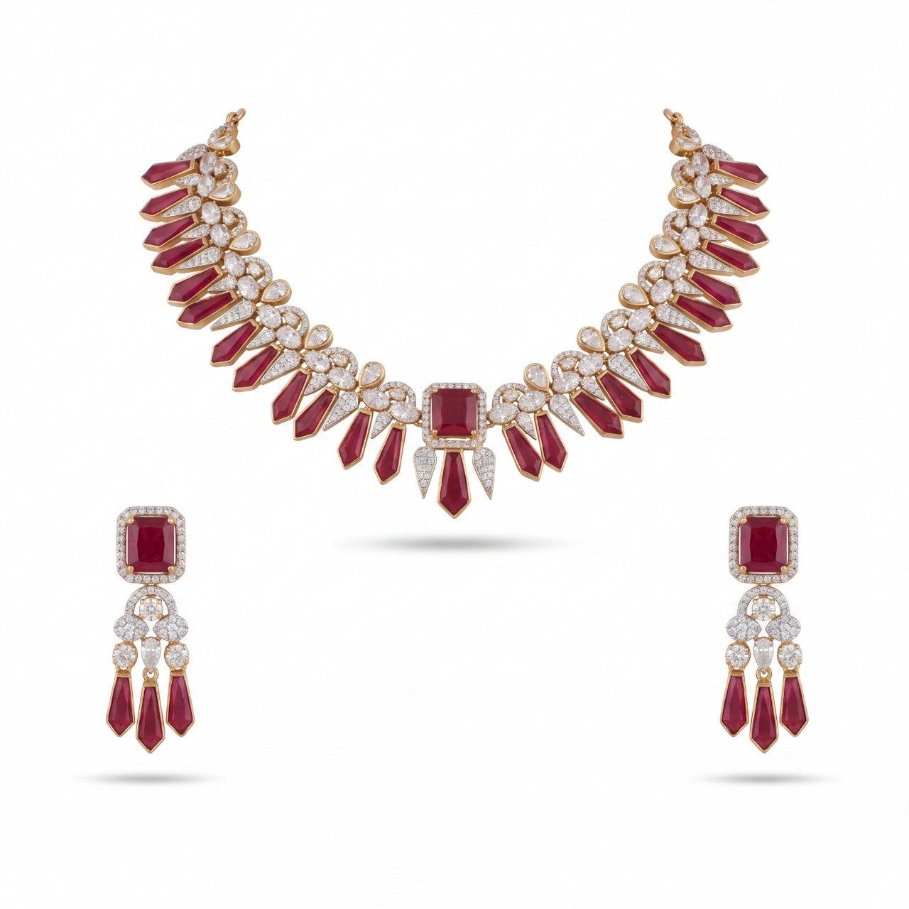 Majestic Victorian Short  Necklace  With  Earrings