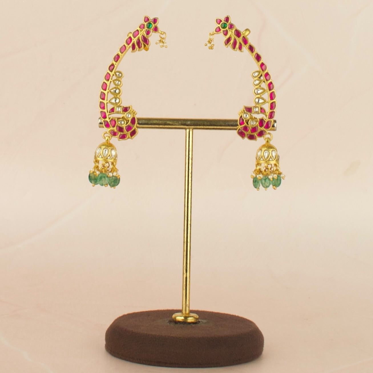 Sleek Peacock Design Jadau Kundan Earcuff Earrings