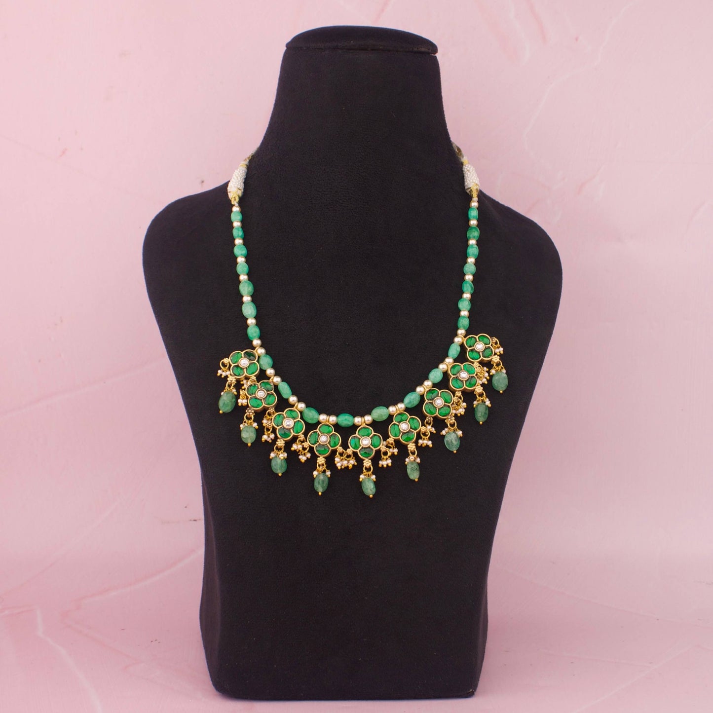 Reversible Jadau Kundan 2 In 1 Beads Necklace