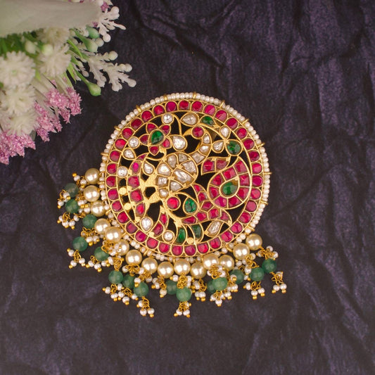 Peacock Design Jadau Kundan Circular Locket