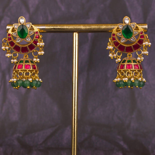 Chand Studded Jadau Kundan Jhumki Earrings